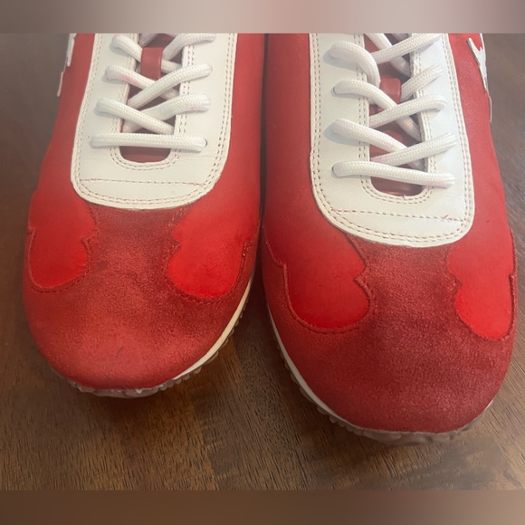 Tory Burch Red and White Double T Sneakers - Picture 11 of 12